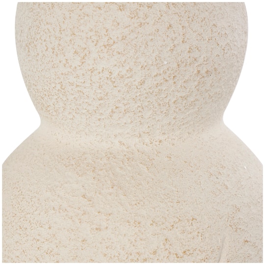15" Cream Ceramic Hourglass Textured Vase
